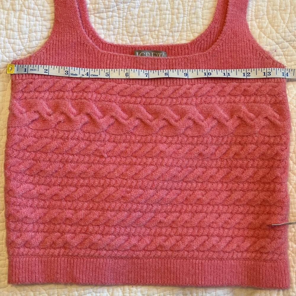 J Crew Supersoft Cropped Cable Knit Sweater Cardigan Tank Set Wool Pink Medium - Picture 12 of 16